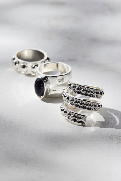 Round & Silver Wrap Ring Set