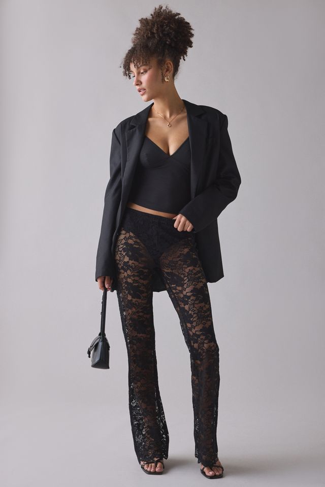 Kimchi Blue Aura Sheer Lace Flare Pant | Urban Outfitters