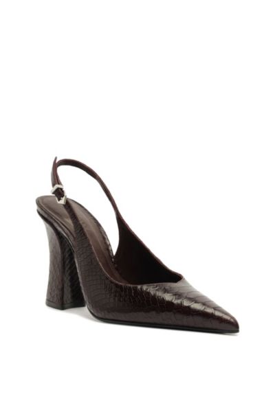 Schutz Michelle Snakeskin Embossed Slingback Pump In Brown