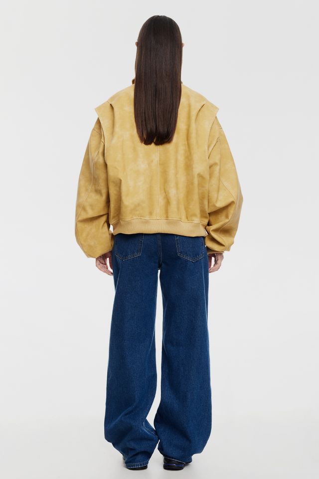 Lioness Vista Mustard Faux Suede Bomber Jacket #2