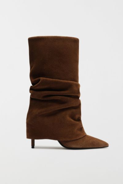 Schutz Mikki Up Cloak Pointed Toe Boot In Animal Print