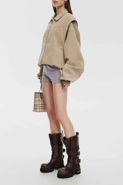 Lioness Vista Latte Faux Suede Bomber Jacket