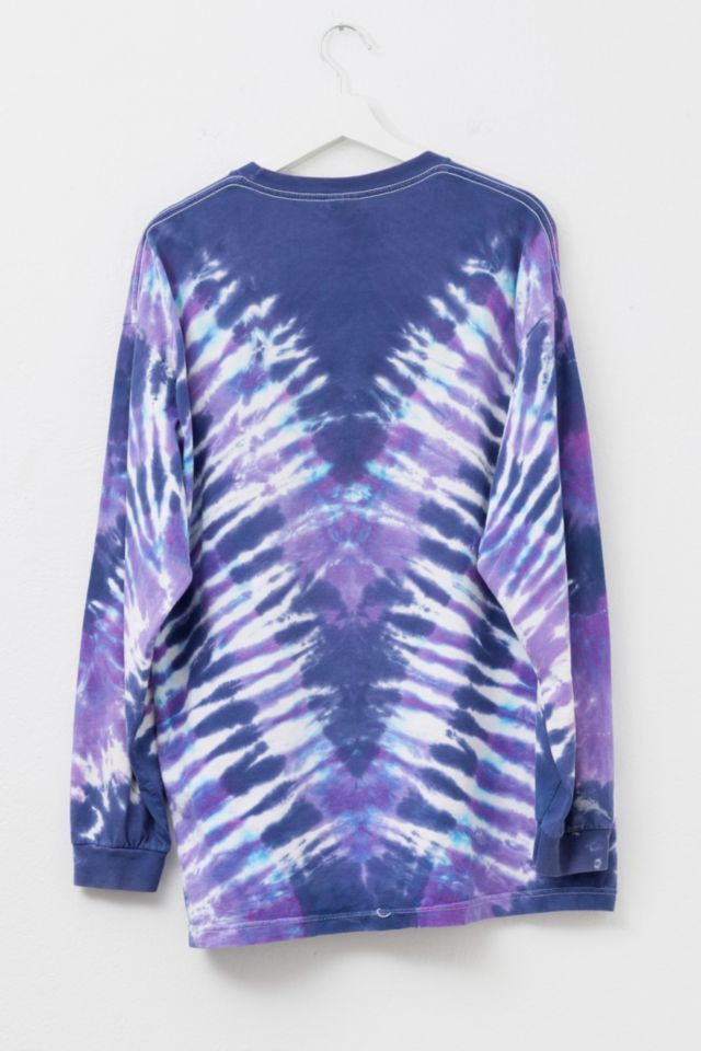 Vintage 1990s Distressed Purple Blue All Over Print Long Sleeve Graphic T-Shirt #1