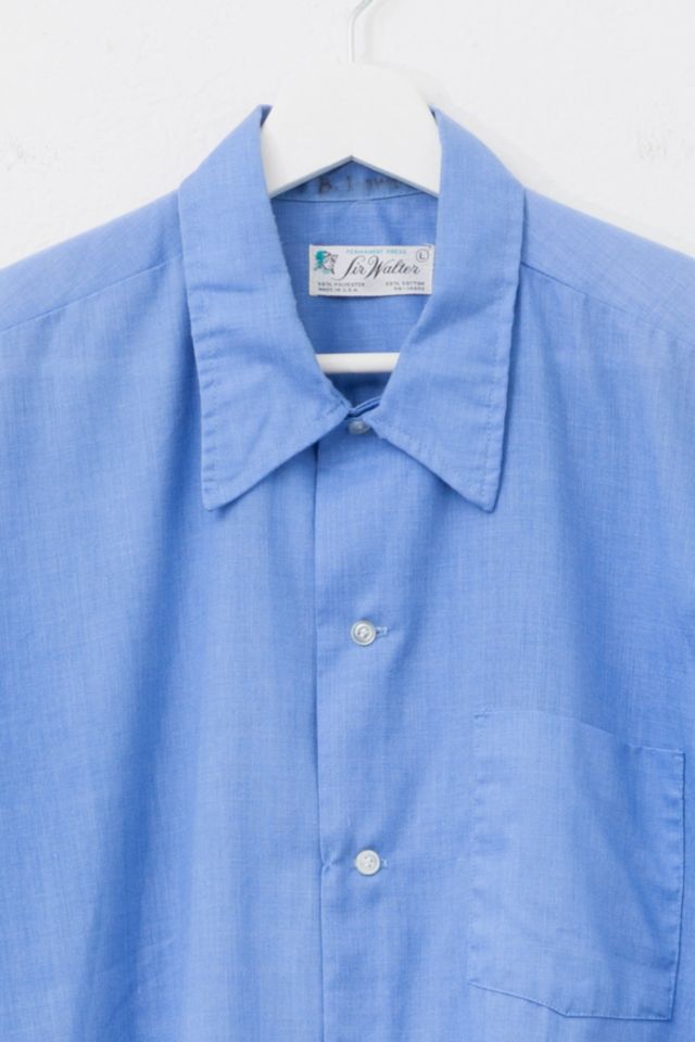 Vintage 1970s Short Sleeve Light Blue Button Up Pocket Shirt #1