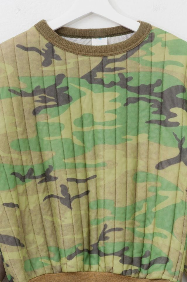 Vintage 1980s Distressed Camouflage Long Sleeve Insulated Thermal Sweatshirt #1
