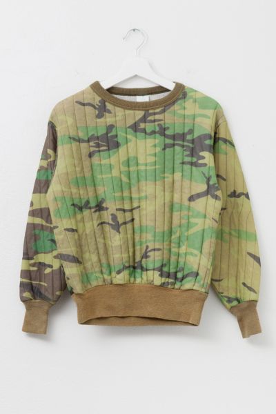 Vintage 1980s Distressed Camouflage Long Sleeve Insulated Thermal Sweatshirt