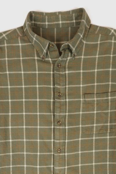 Vintage Green Flannel Button-Down Shirt