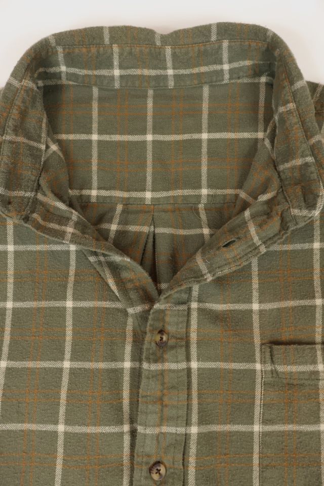 Vintage Green Flannel Button-Down Shirt #2