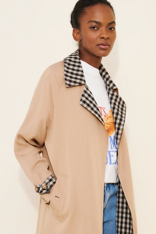 4SI3NNA Stella Gingham Trench Coat | Urban Outfitters