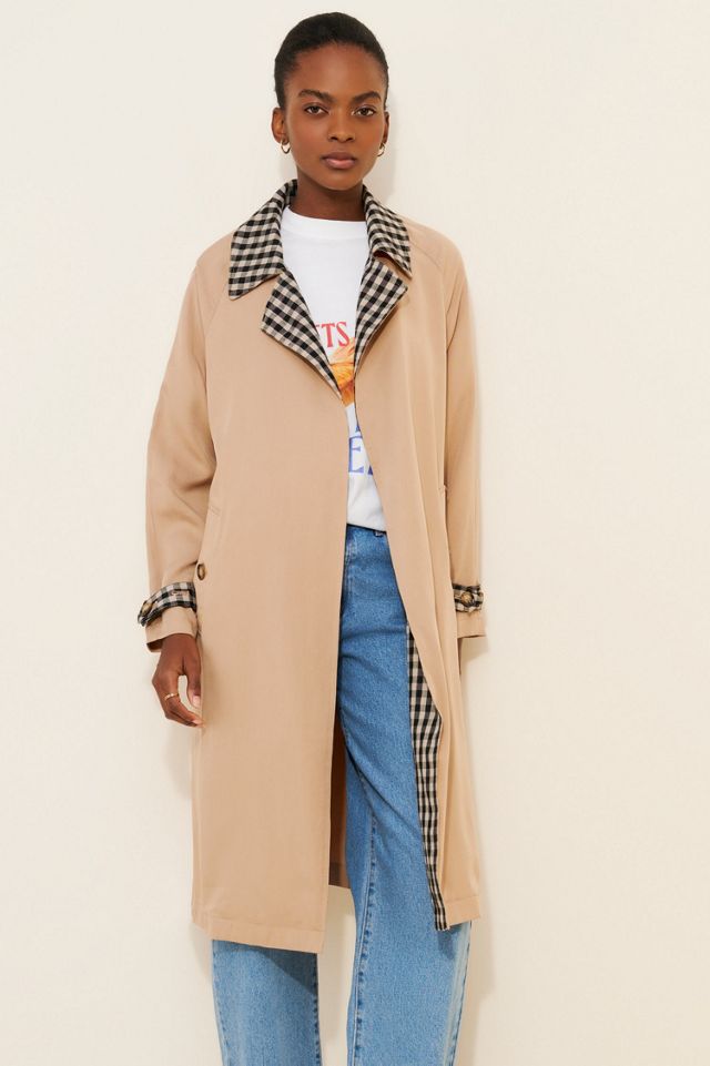 4SI3NNA Stella Gingham Trench Coat | Urban Outfitters