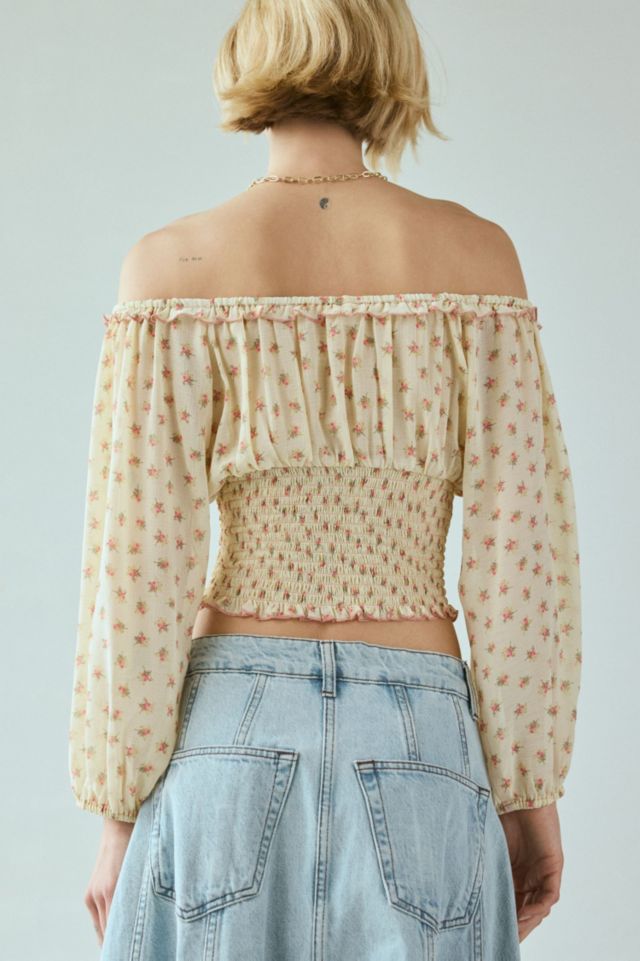 Daylight Smocked Tie-Front Cropped Blouse #1