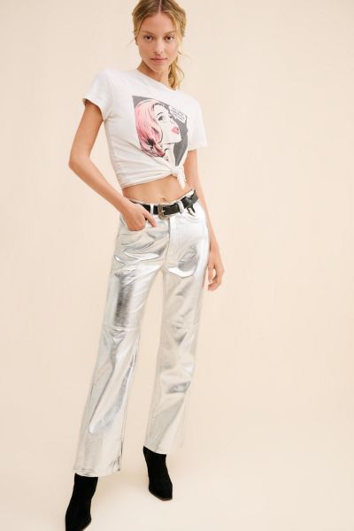 Glamorous Shine Vegan Leather Wide-Leg Pants