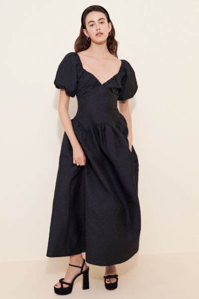 Glamorous Drop Waist Puff Sleeve Maxi Dress