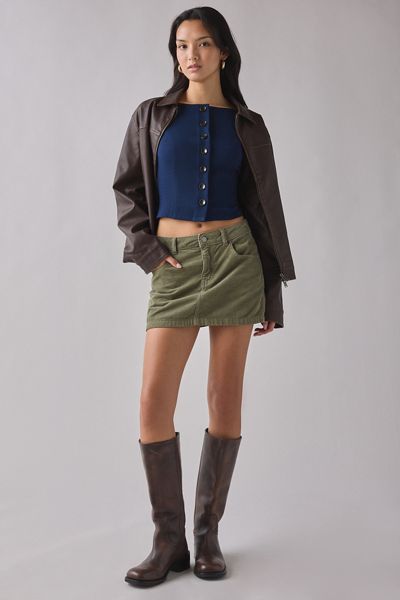 Débardeur ReMADE By UO Remnants en crêpe à col bateau haut et à boutons sur le devant