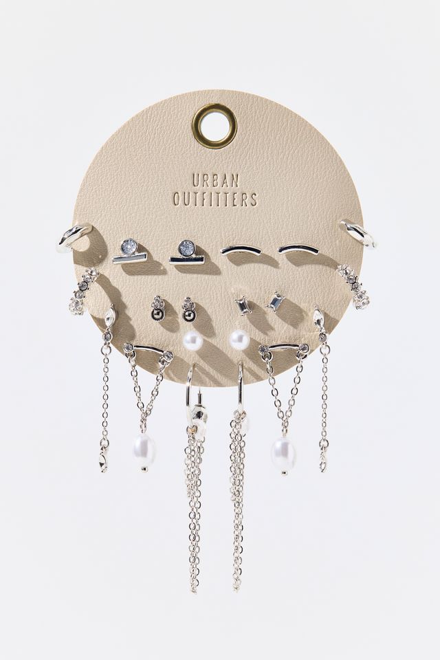 In Space Rhinestone & Pearl Multi Earring Set #2