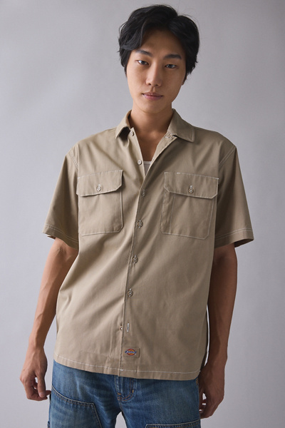 Dickies Riverbend Short Sleeve Shirt Top in Tan, Men’s at Urban Outfitters