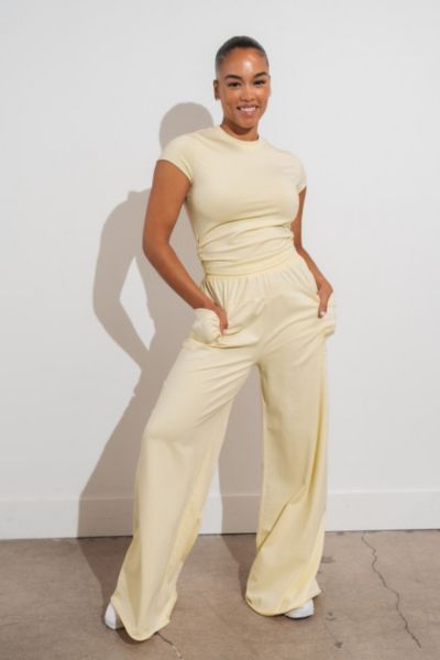 Vitality Essence Wide Leg Pant In Butter, Women's At Urban Outfitters In Yellow