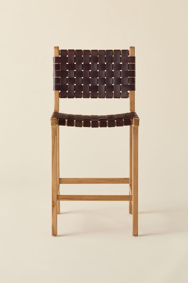 Sloan Woven Leather Counter Stool #1
