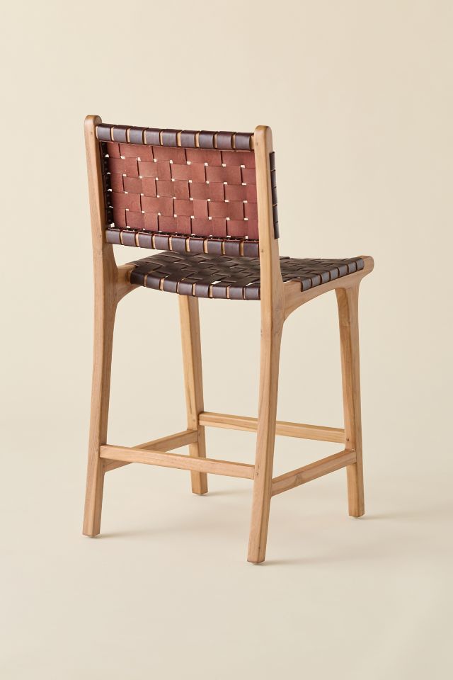 Sloan Woven Leather Counter Stool #2