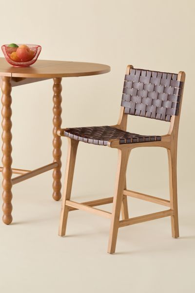 Sloan Woven Leather Counter Stool