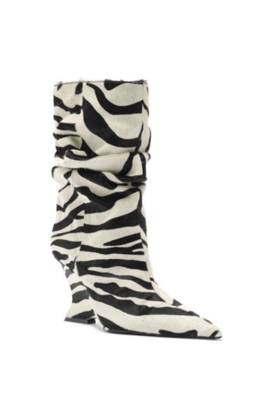 Schutz Siena Slouch Wedge Boot In Zebra Print, Women's At Urban Outfitters In Animal Print