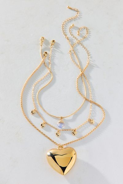 Myth Of Love Heart Pendant Layering Necklace Set