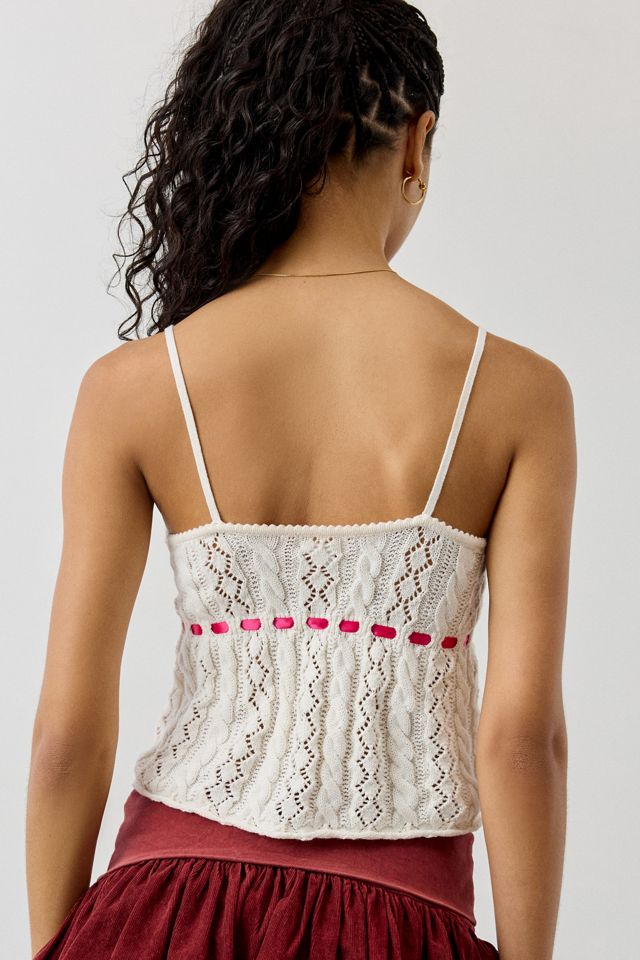 Kimchi Blue Brooklyn Floral Embroidered Pointelle Knit Babydoll