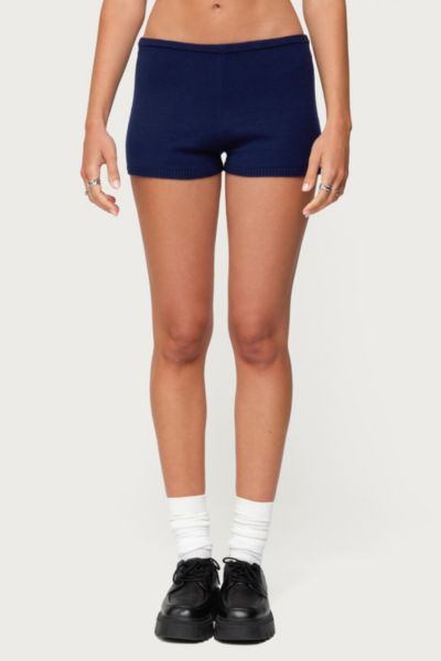 Edikted Arianna Knit Shorts In Navy, Women's At Urban Outfitters In Blue