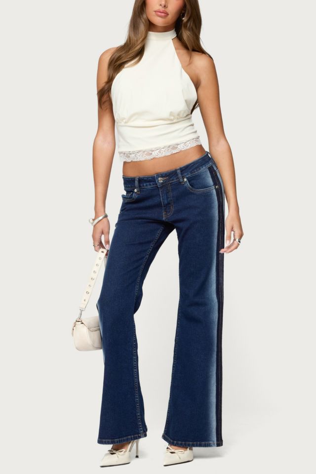 Edikted Airbrushed Low Rise Flared Jeans #1