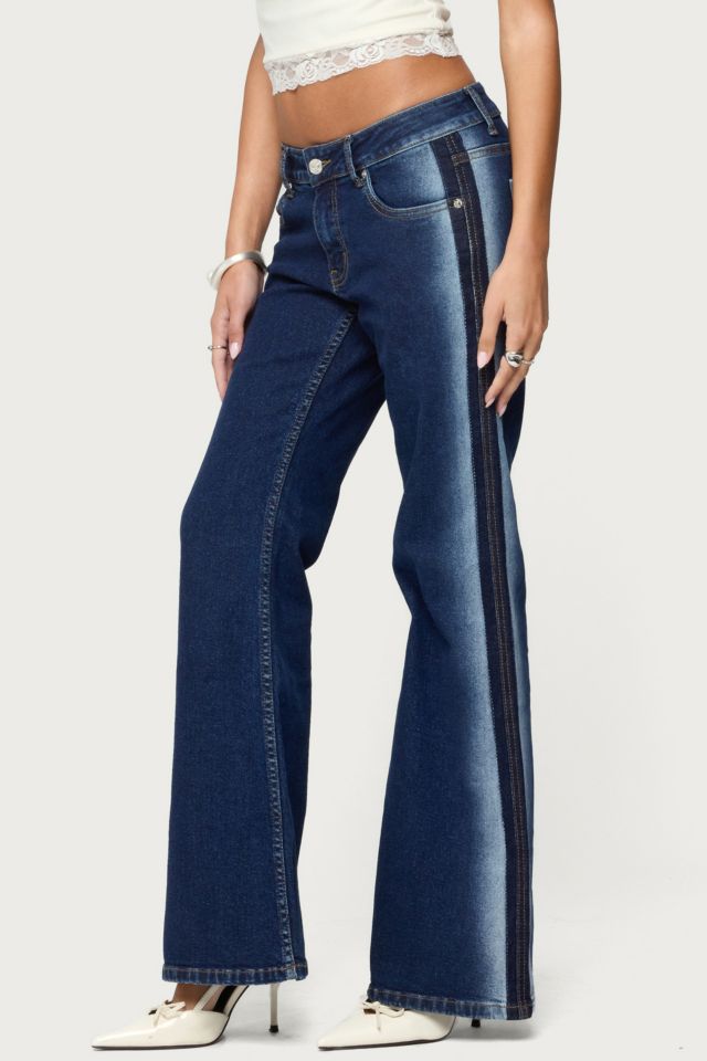 Edikted Airbrushed Low Rise Flared Jeans #3