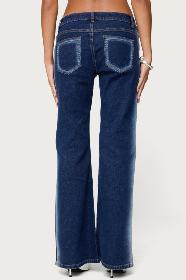 Edikted Airbrushed Low Rise Flared Jeans #4