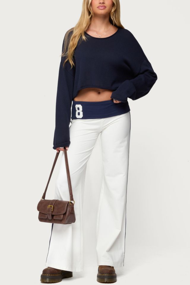 Edikted 8 Contrast Fold Over Wide Leg Pants #1