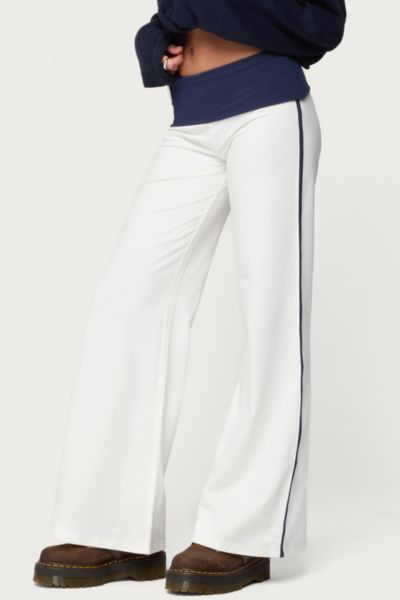 Edikted 8 Contrast Fold Over Wide Leg Pants