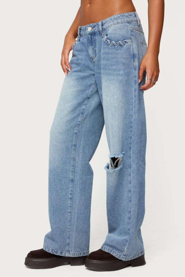 Edikted Dutton Distressed Low Rise Jeans #2