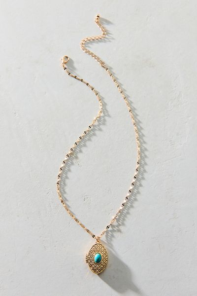 Collier Fantaisie Avec Fourrure Et Médaillon - Bijou Vintage - Occasion