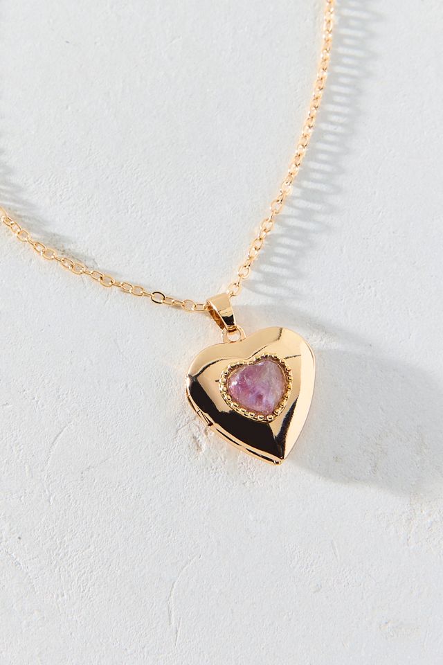 Victorian Dream Stone Heart Locket Necklace #1