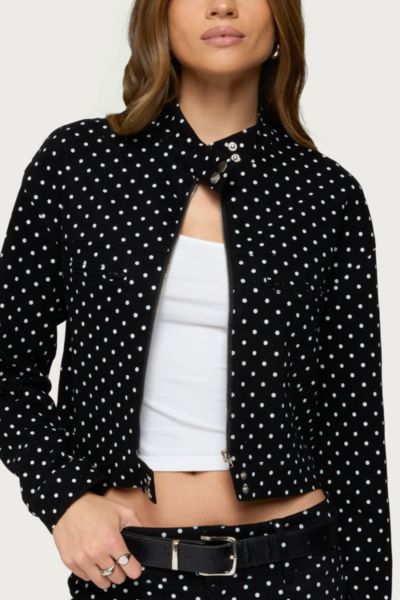 Edikted Tabitha Polka Dot Jacket In Black, Women's At Urban Outfitters In Black