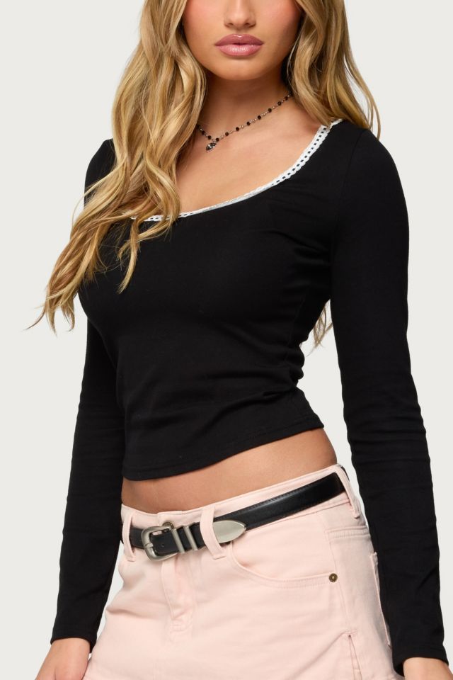 Edikted Contrast Lacey Long Sleeve Top #2