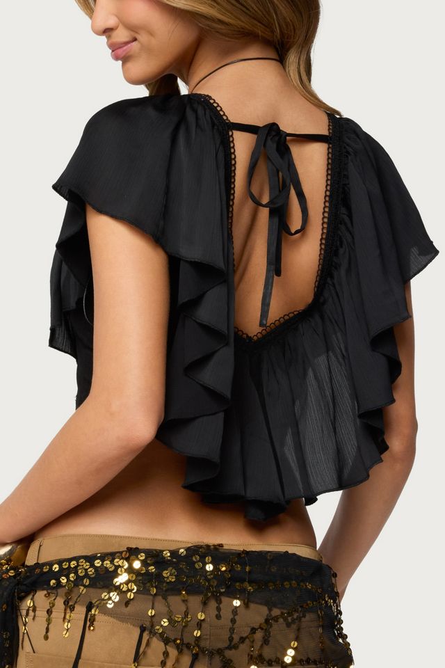 Edikted Deena Ruffled V Neck Top #4