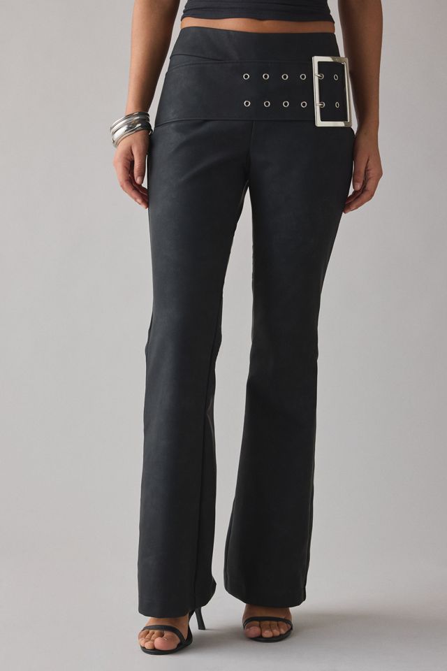 UO Tyra Wide Belted Mid-Rise Flare Faux Leather Pants #2