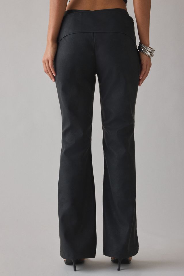UO Tyra Wide Belted Mid-Rise Flare Faux Leather Pants #3
