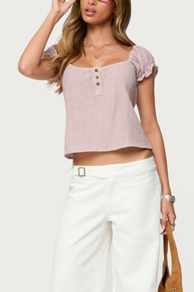 Edikted Rhory Pinstripe Babydoll Top #3