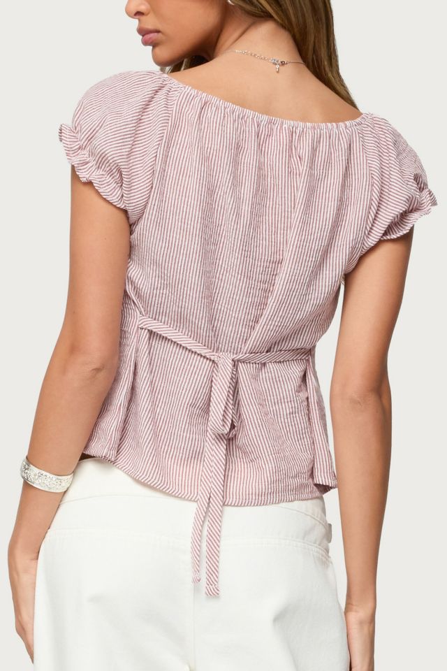 Edikted Rhory Pinstripe Babydoll Top #4