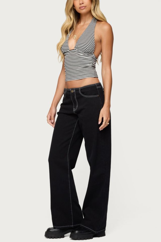 Edikted Sage Striped Halter Top #1