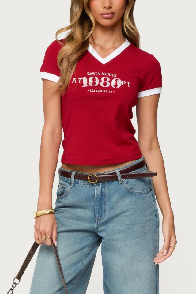 Edikted Santa Monica V Neck T Shirt #3