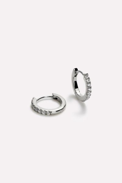 Ana Luisa Pave Huggie Hoops Silver In Silver, Women's At Urban Outfitters In Metallic