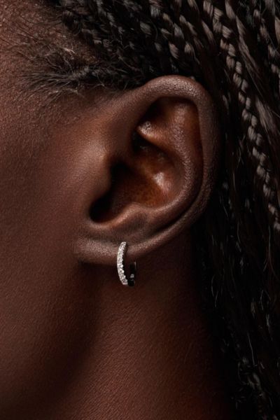 Ana Luisa Pave Huggie Hoops Silver