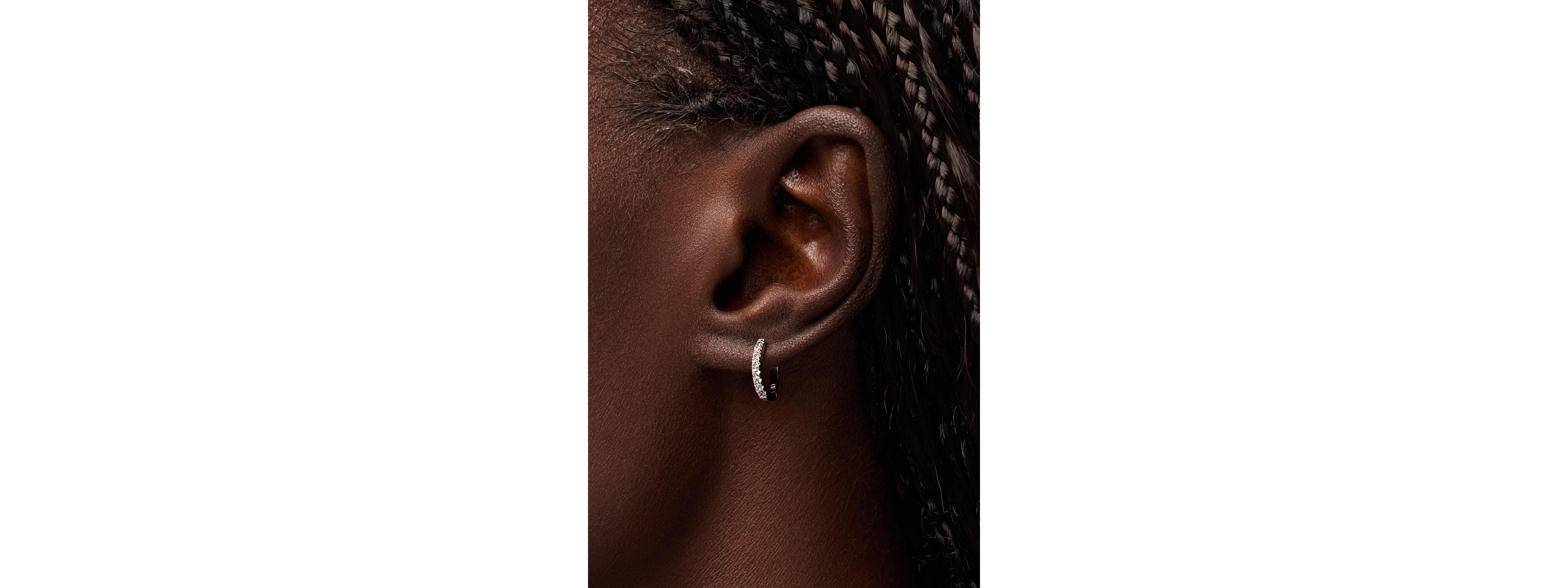 Ana Luisa Pave Huggie Hoops Silver