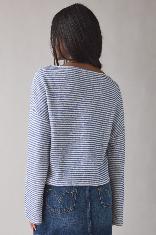 ReMADE By UO Remnants Striped Cozy Knit Drippy Long Sleeve Top #1