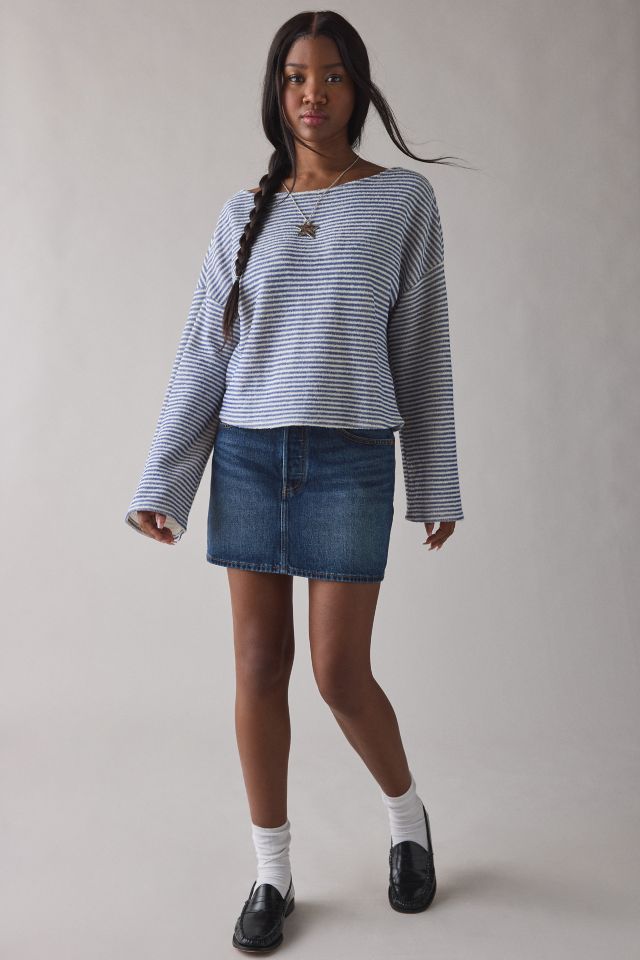 ReMADE By UO Remnants Striped Cozy Knit Drippy Long Sleeve Top #2